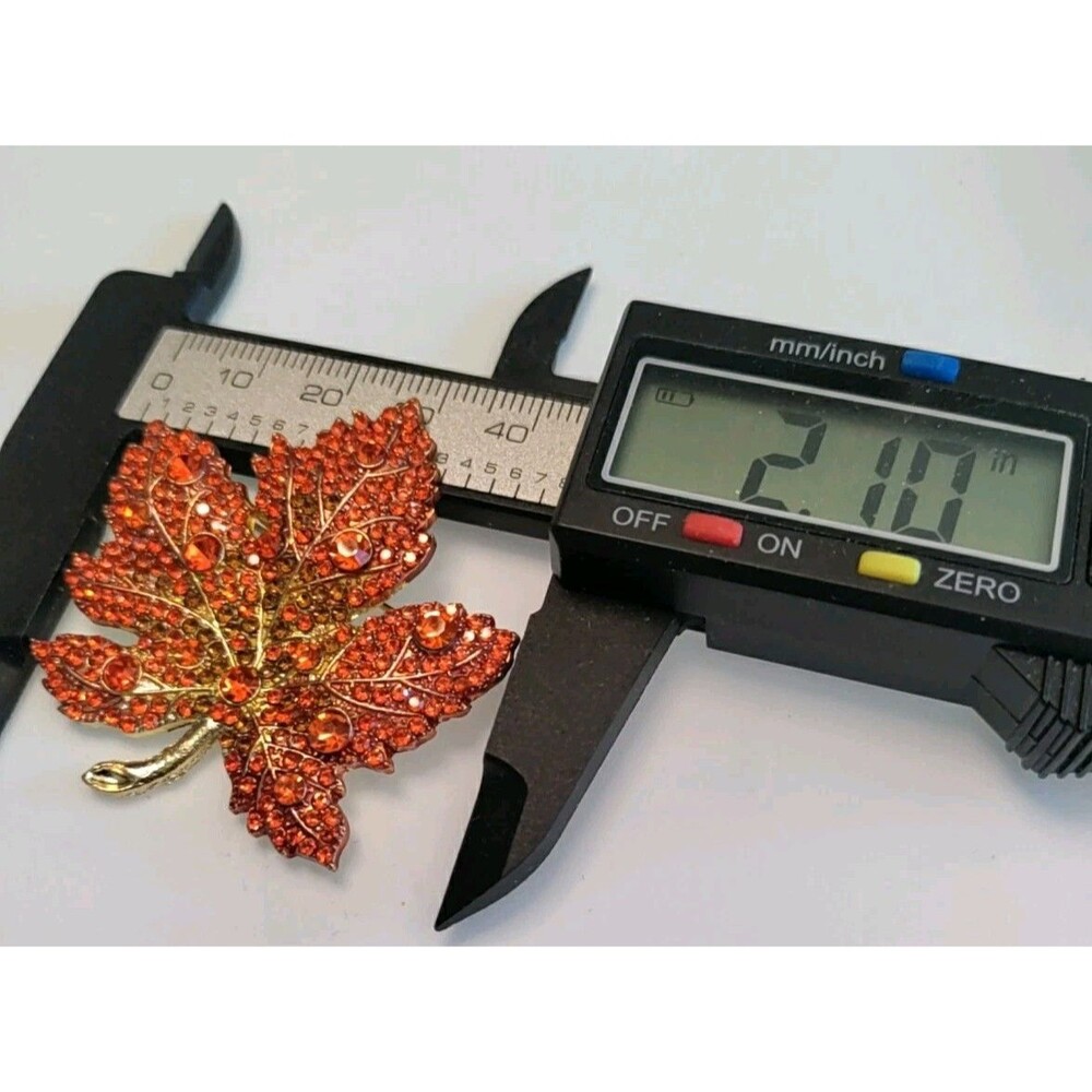 Orange Fall Color Maple Leaf Brooch - Picture 3 of 4